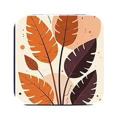 Leaves Boho Monster Nature Square Metal Box (black) by Salmanaz77