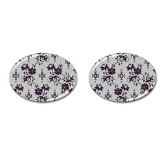 Elegant Purple Floral Jacquard Mesh Lace Fabric Cufflinks (oval) by ArtfulThreads