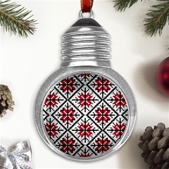 Ukrainian Folk Seamless Pattern Ornament Ethnic Ornament Border Element Traditional Art Metal Light Bulb Shape Ornament by Grandong
