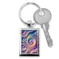 Abstract Fractal Art Swirl Pattern Key Chain (rectangle) by Salmanaz77