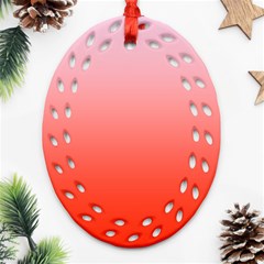 Pink Lace To Scarlet Red Linear Gradient Oval Filigree Ornament (two Sides) by GradientsOmbre
