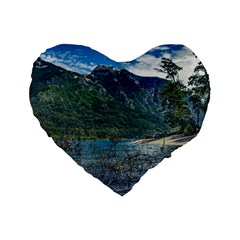 Beach At Los Alerces National Park, Chubut Province, Argentina Standard 16  Premium Heart Shape Cushions by dflcprintsclothing
