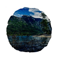 Beach At Los Alerces National Park, Chubut Province, Argentina Standard 15  Premium Flano Round Cushions by dflcprintsclothing