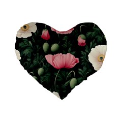 Poppy Flower Plant Petals Bloom Standard 16  Premium Heart Shape Cushions by Grandong