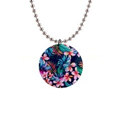 Hawaiian Flowers Hawaii 1  Button Necklace by Cemarart
