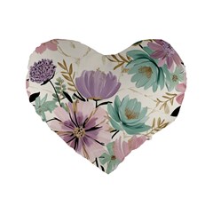 Flowers Pattern Floral Standard 16  Premium Heart Shape Cushions by Sabxi