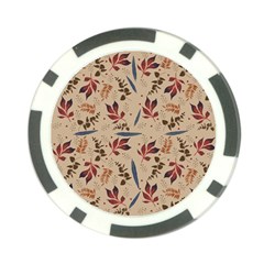 Leaves Pattern Teal Seamless Fall Poker Chip Card Guard by Sabxi