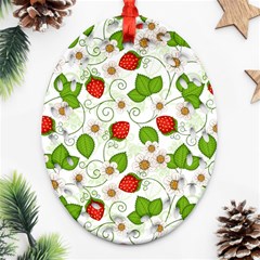 Strawberry Fruit Pattern Leaves Ornament (oval Filigree) by Sabxi