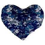 Blue, Camouflage, Cool, Navy, New, Pattern Large 19  Premium Heart Shape Cushions Front