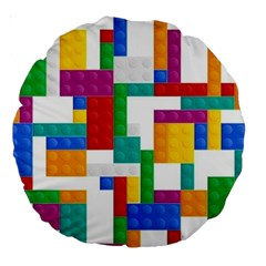 Colorful Bricks, Bricks, Colorful Large 18  Premium Round Cushions by kyorashop23