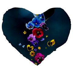 Falling Flowers, Art, Coffee Cup Large 19  Premium Heart Shape Cushions by kyorashop23