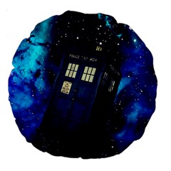 Tardis Doctor Who Space Galaxy Large 18  Premium Round Cushions by Cemarart