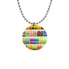 Supermarket Shelf Products Snacks 1  Button Necklace by Cemarart
