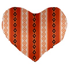 Geometrical Geometric Pattern Large 19  Premium Flano Heart Shape Cushions by Sabxi