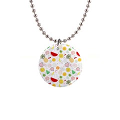 Pattern Seamless Texture Fruit 1  Button Necklace by Sabxi