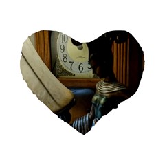 Erte Figurine And A Clock Standard 16  Premium Heart Shape Cushions by bestdesignintheworld