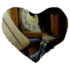 Erte Figurine And A Clock Large 19  Premium Heart Shape Cushions by bestdesignintheworld