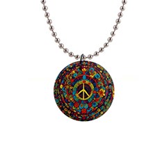 Peace Abstract Pattern Creative Drawing 1  Button Necklace by Posterlux