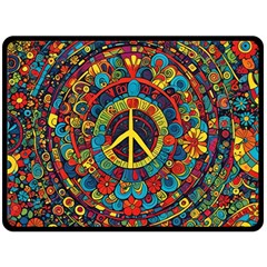 Peace Abstract Pattern Creative Drawing Fleece Blanket (large) by Posterlux