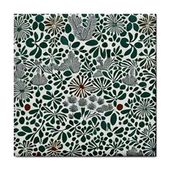 Retro Scandinavian Nordic Flowers Pattern 5 Tile Coaster by violetheavensky
