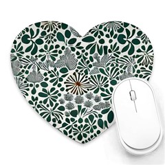 Retro Scandinavian Nordic Flowers Pattern 5 Heart Mousepad by violetheavensky