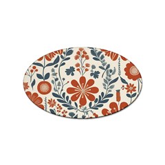 Retro Scandinavian Nordic Flowers Pattern 3 Sticker (oval) by violetheavensky
