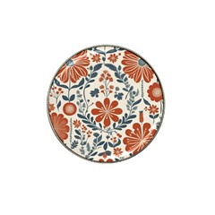 Retro Scandinavian Nordic Flowers Pattern 3 Hat Clip Ball Marker (4 Pack) by violetheavensky