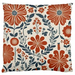 Retro Scandinavian Nordic Flowers Pattern 3 Large Premium Plush Fleece Cushion Case (one Side) by violetheavensky