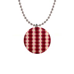 Retro 60s 50s Plaid Pattern 4 1  Button Necklace by violetheavensky