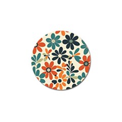 Retro Scandinavian Nordic Flowers Pattern 2 Golf Ball Marker by violetheavensky