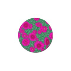 Mid Century Retro Floral 1970s 1960s Pattern 97 Golf Ball Marker by violetheavensky