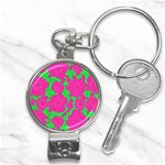 Mid Century Retro Floral 1970s 1960s Pattern 98 Nail Clippers Key Chain Front