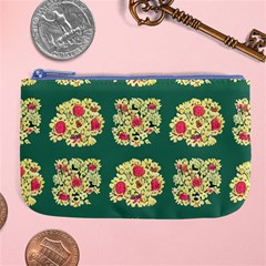 Retro 1880s Flowers Pattern 6 Large Coin Purse by violetheavensky