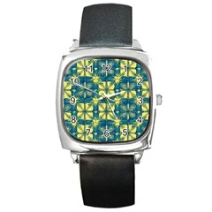 Royal Fractal Pattern 2 Square Metal Watch by violetheavensky
