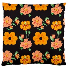Retro 40s 50s Flowers Pattern Halloween 3 Large Cushion Case (two Sides) by violetheavensky