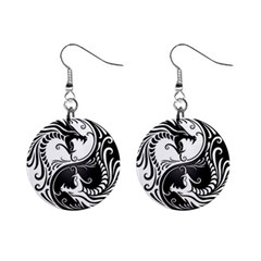 Yin Yang Dragons Mini Button Earrings by UniqueYinYang