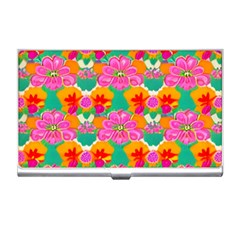 Retro 40s 50s Mexico Flowers Pattern Business Card Holder by violetheavensky