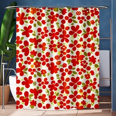 Mid Century Retro Floral 1970s 1960s Pattern 92 Shower Curtain 60  X 72  (medium)  by violetheavensky