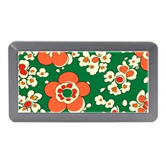 Mid Century Retro Floral 1970s 1960s Pattern 94 Memory Card Reader (mini) by violetheavensky