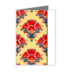 Retro 40s 50s Mexico Flowers Pattern 4 Mini Greeting Card by violetheavensky