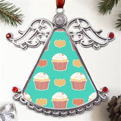 Retro 40s 50s Cupcake Pattern 3 Metal Angel With Crystal Ornament by violetheavensky
