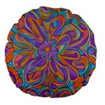 Mid Century Retro Floral 1970s 1960s Pattern 75 Large 18  Premium Round Cushions Back