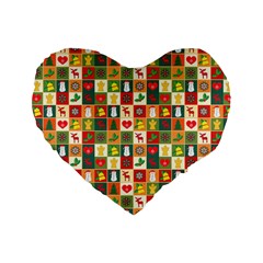 Template Christmas Pattern Standard 16  Premium Flano Heart Shape Cushions by Proyonanggan
