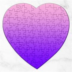 Cotton Candy Pink To Indigo Violet Linear Gradient Jigsaw Puzzle (heart) by GradientsOmbre