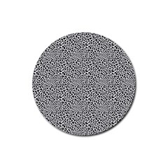 Black White Leopard Rubber Coaster (round) by DinkovaArt