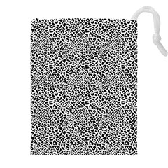 Black White Leopard Drawstring Pouch (5xl) by DinkovaArt
