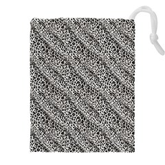 Silver Leopard Drawstring Pouch (5xl) by DinkovaArt