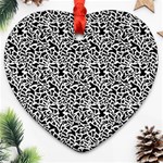 Black White Giraffe Pattern Heart Ornament (Two Sides) Front