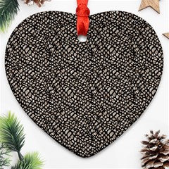 Brown Snake Pattern Heart Ornament (two Sides) by DinkovaArt