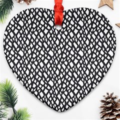 Black White Snake Pattern Ornament (heart) by DinkovaArt